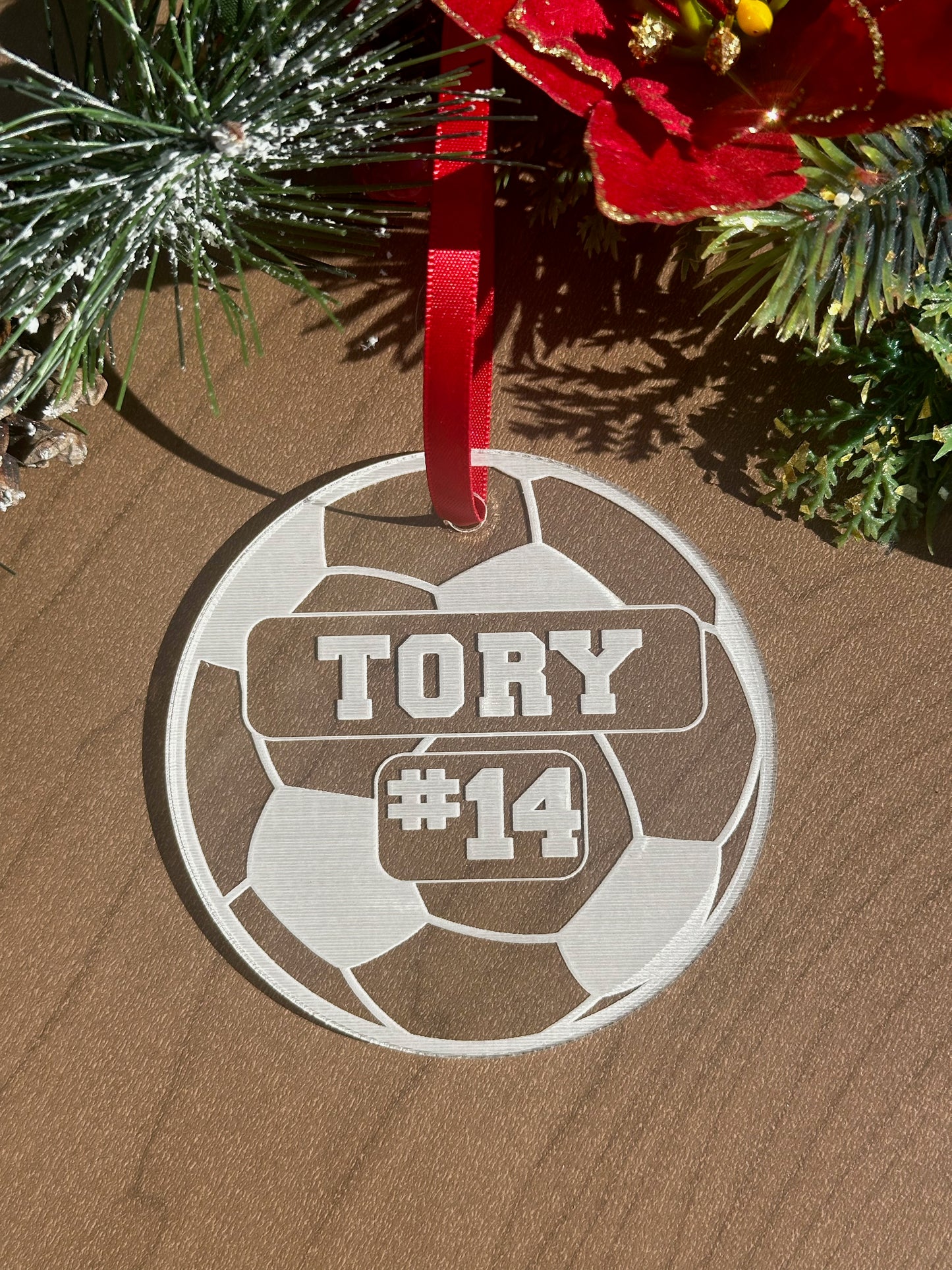 Custom Acrylic Soccer Ball Bag Tag / Ornament