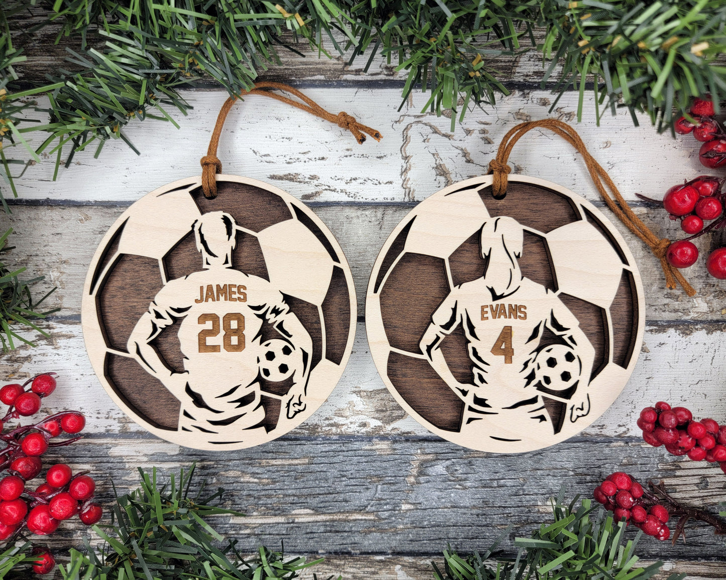 Custom Male Soccer Ornaments