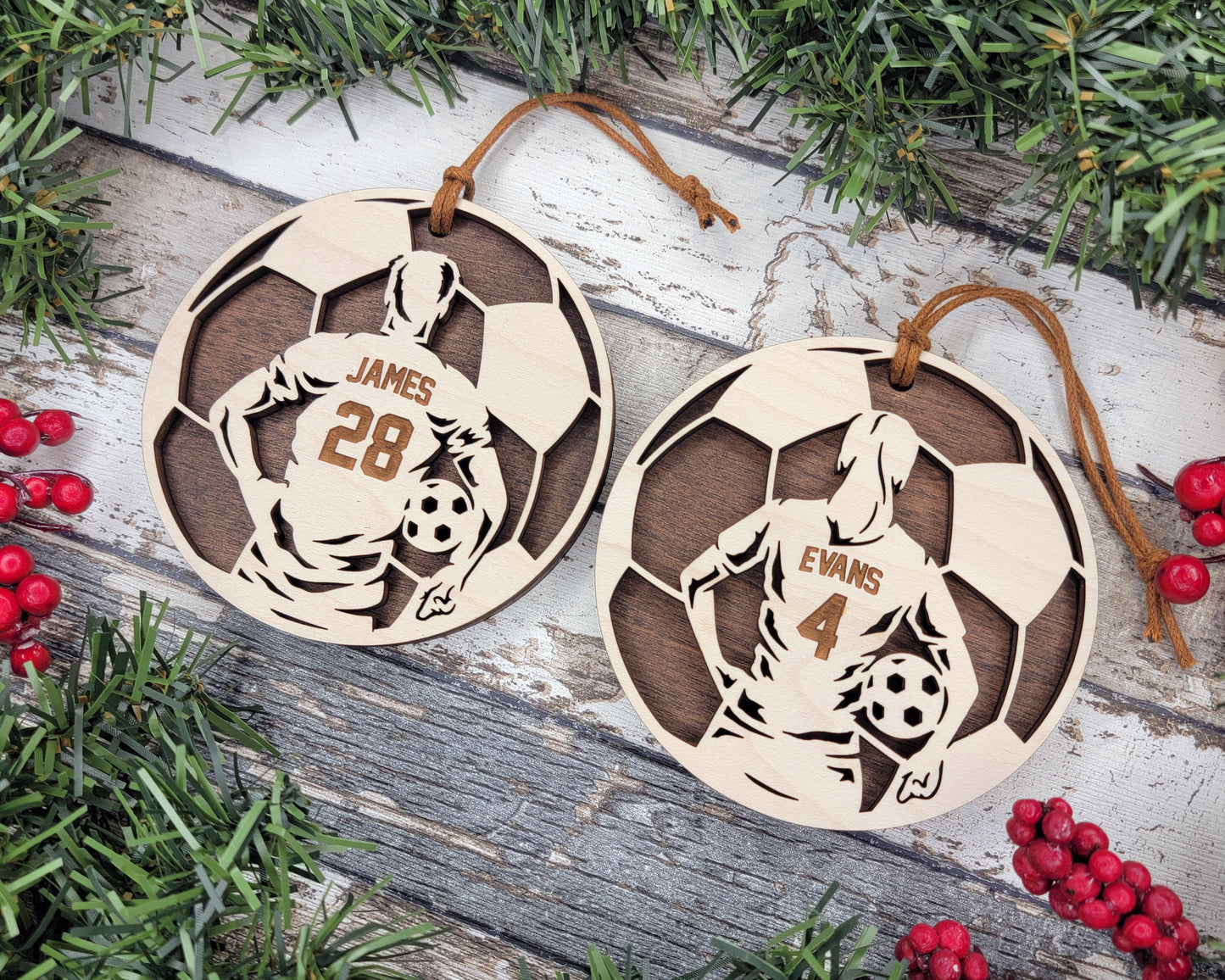 Custom Male Soccer Ornaments